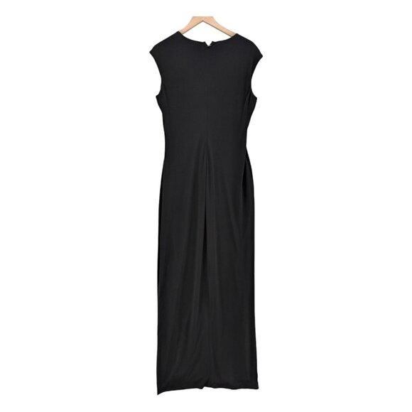 Calvin Klein Studded Maxi Dress Solid Black Cap Sleeve V Neck Sheath Sz 10 - Picture 2 of 11